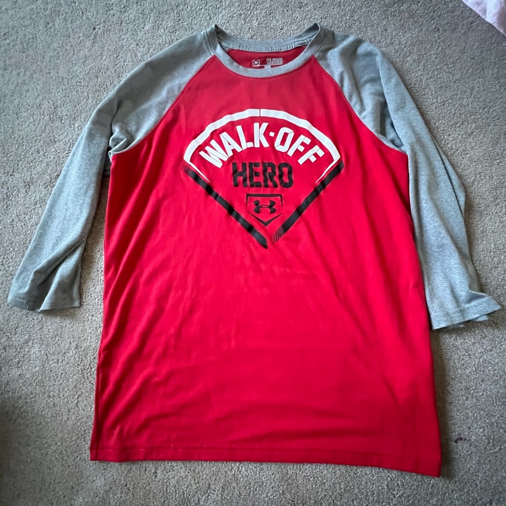Boys Under Armour 3/4” sleeve baseball shirt
